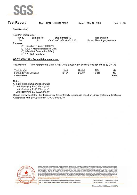 2023SGS9001cc金沙以诚为本家居检测报告英文版